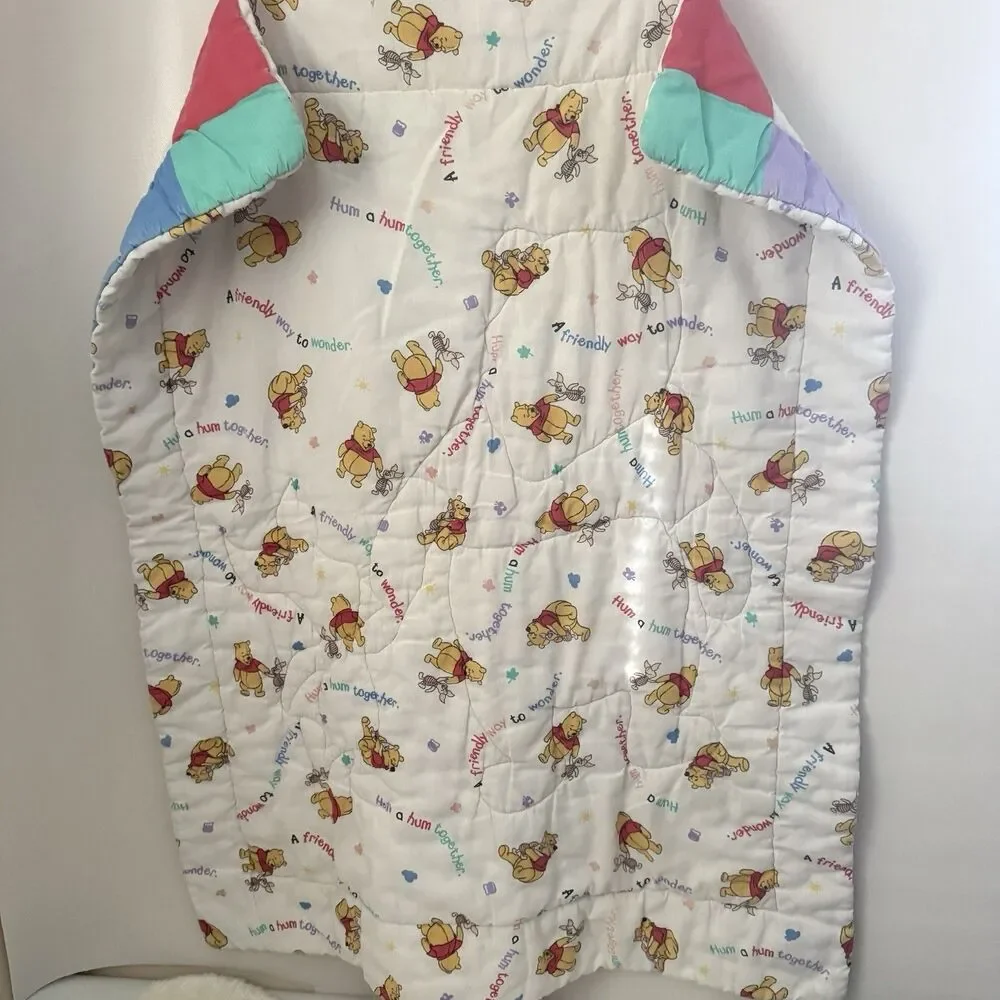 Vintage Winnie the Pooh Piglet Crib Comforter Quilt 32x42 Colorful 1996 Flawed